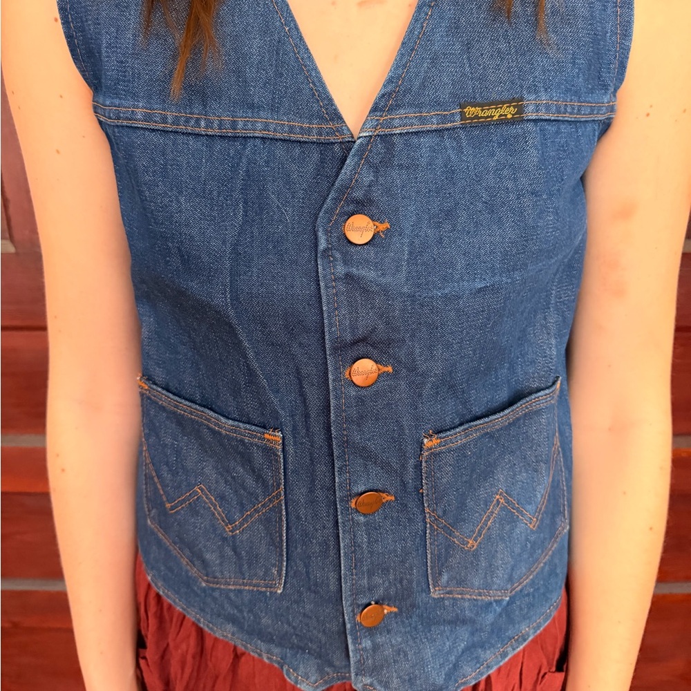 1970s Wrangler Blue Denim Vest for Women